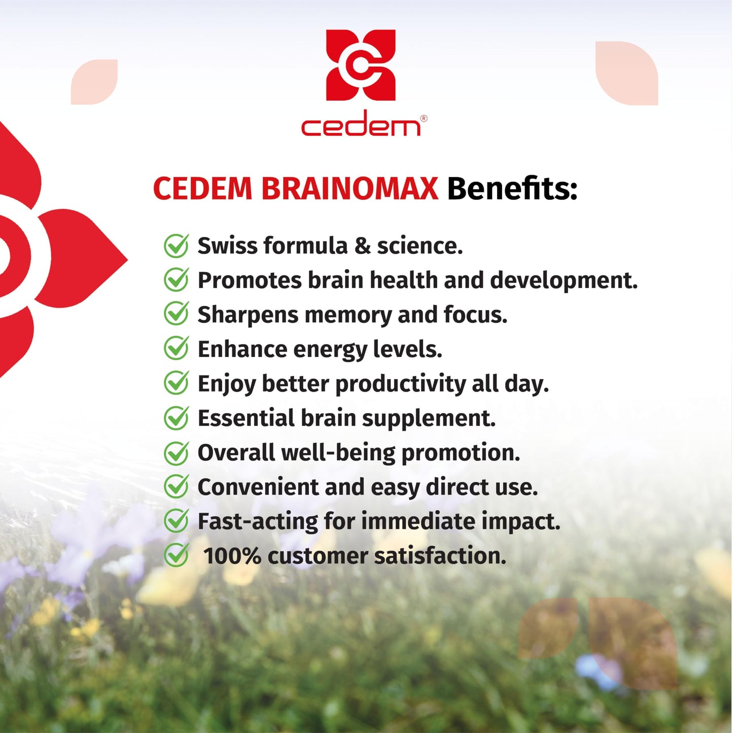 Suplemento CEDEM Brainomax mejora enfoque y memoria