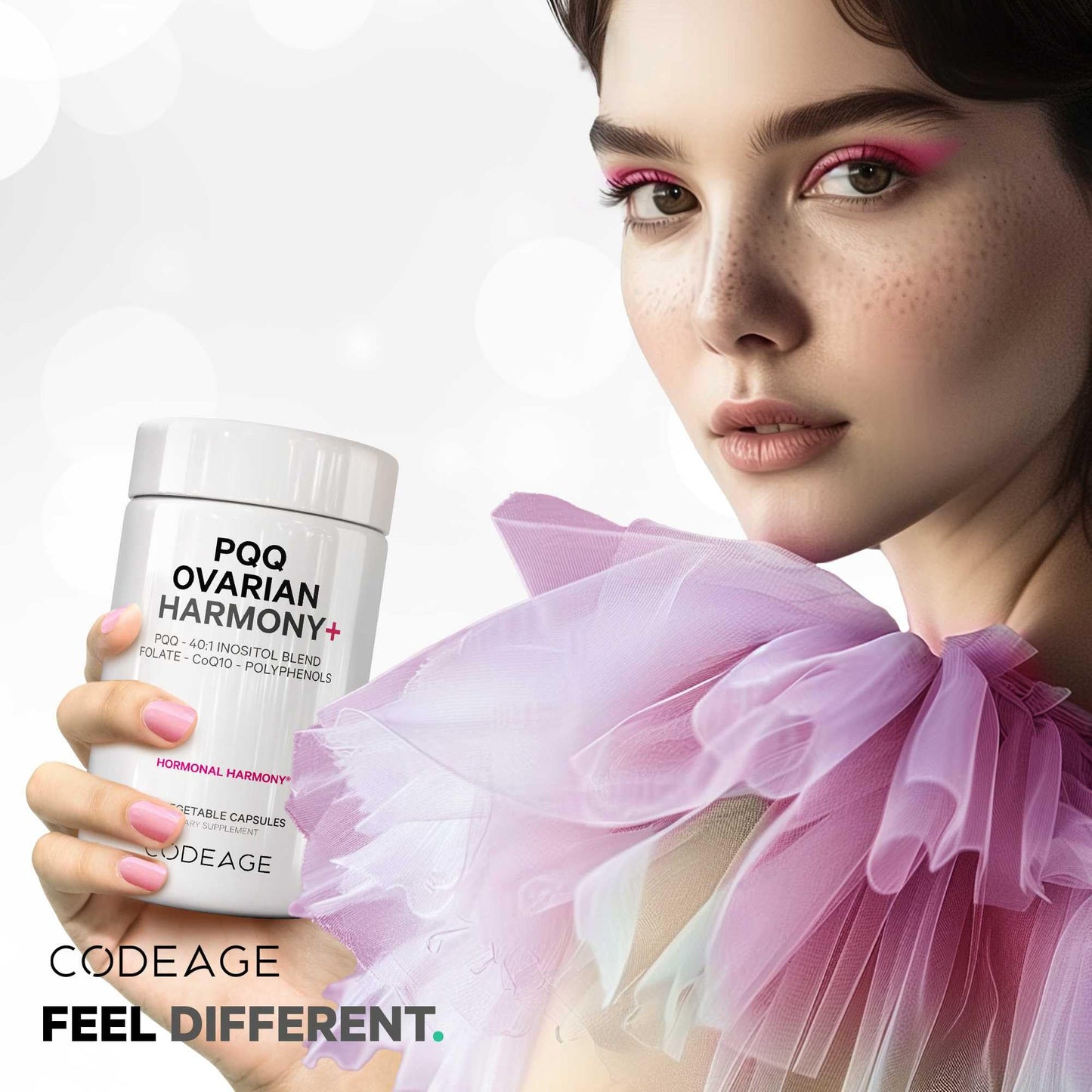 Suplemento Codeage PQQ Ovarian Harmony envase posterior