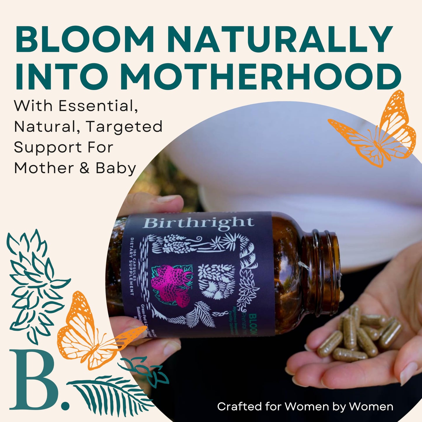 Suplemento completo para embarazo de Birthright con ingredientes naturales