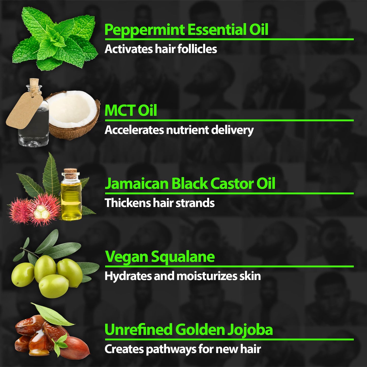 Suplemento para crecimiento de cabello y barba con colágeno y biotina