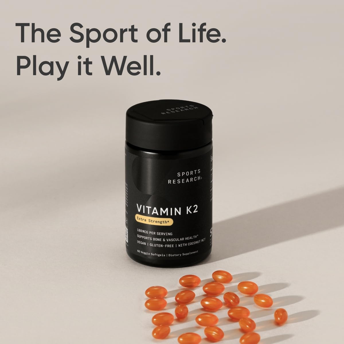 Suplemento deportivo vitamina K2 MK7 180 mcg 60 cápsulas veganas