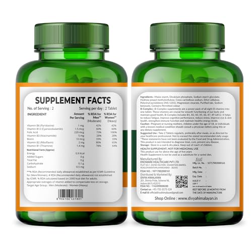 Suplemento Divya complejo B para energía y digestión
