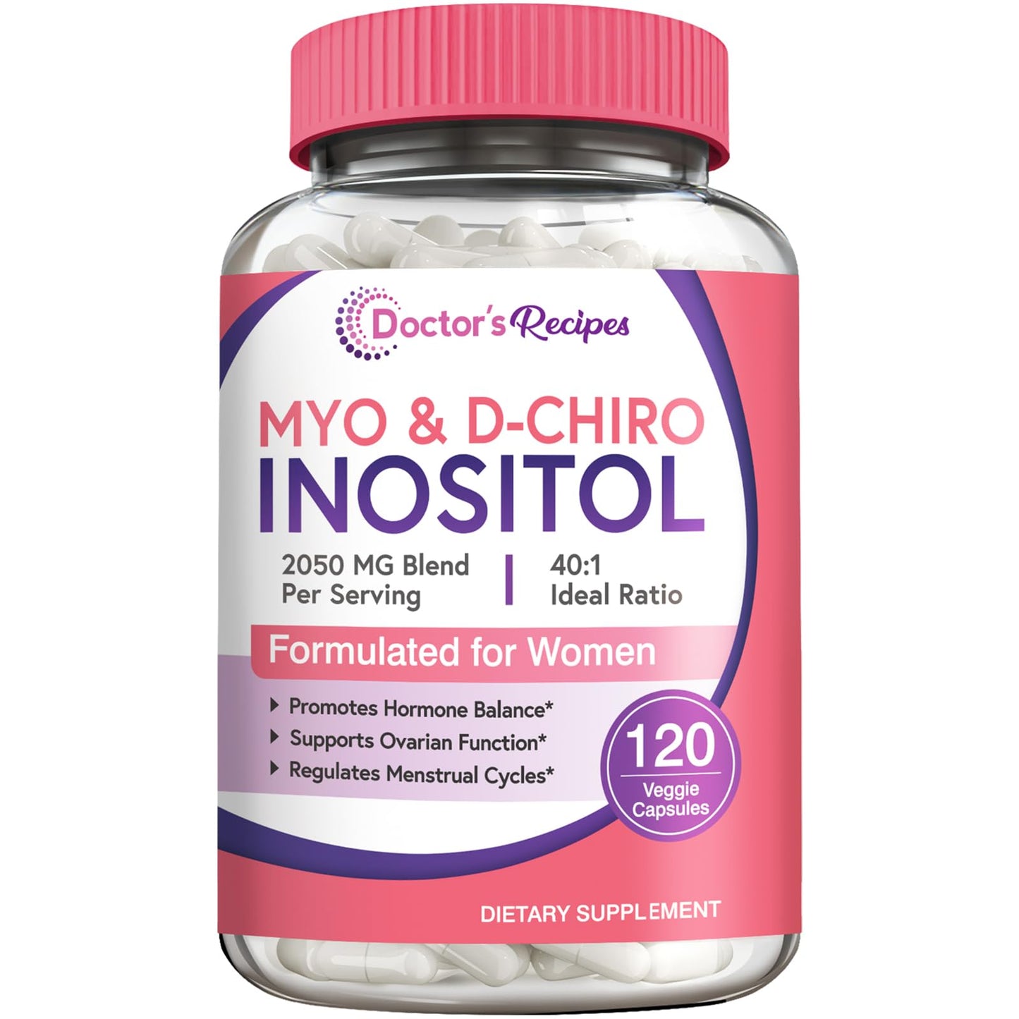 Suplemento Doctor's Recipes Inositol 40:1 120 cápsulas veganas