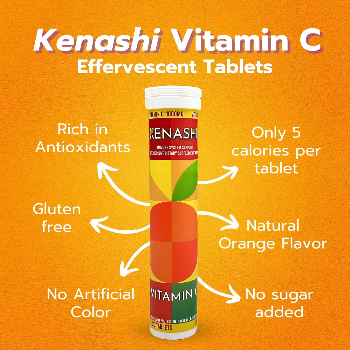 Suplemente efervescente vitamina C 1000mg Kenashi pack 6