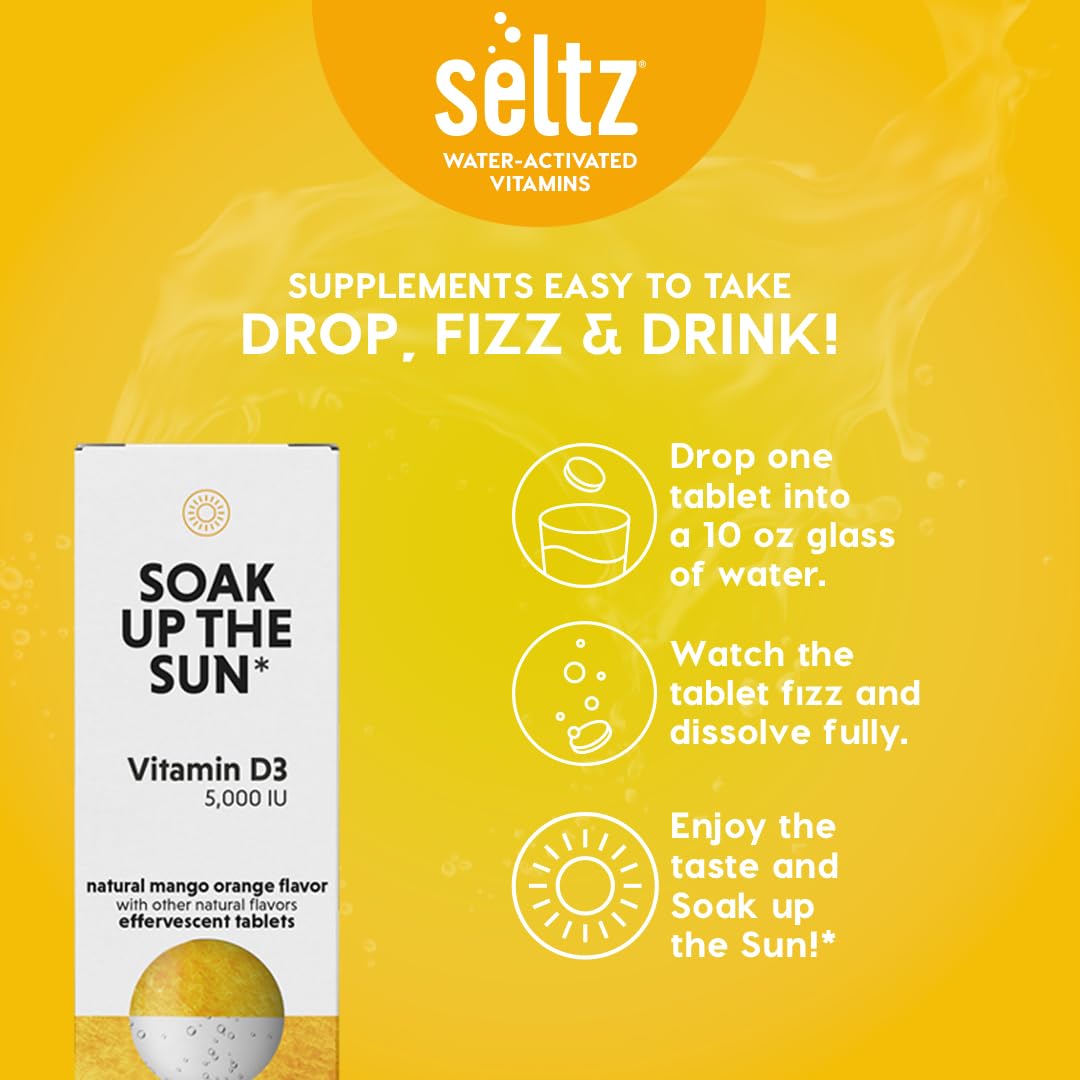Suplemento efervescente de vitamina D3 Seltz color amarillo
