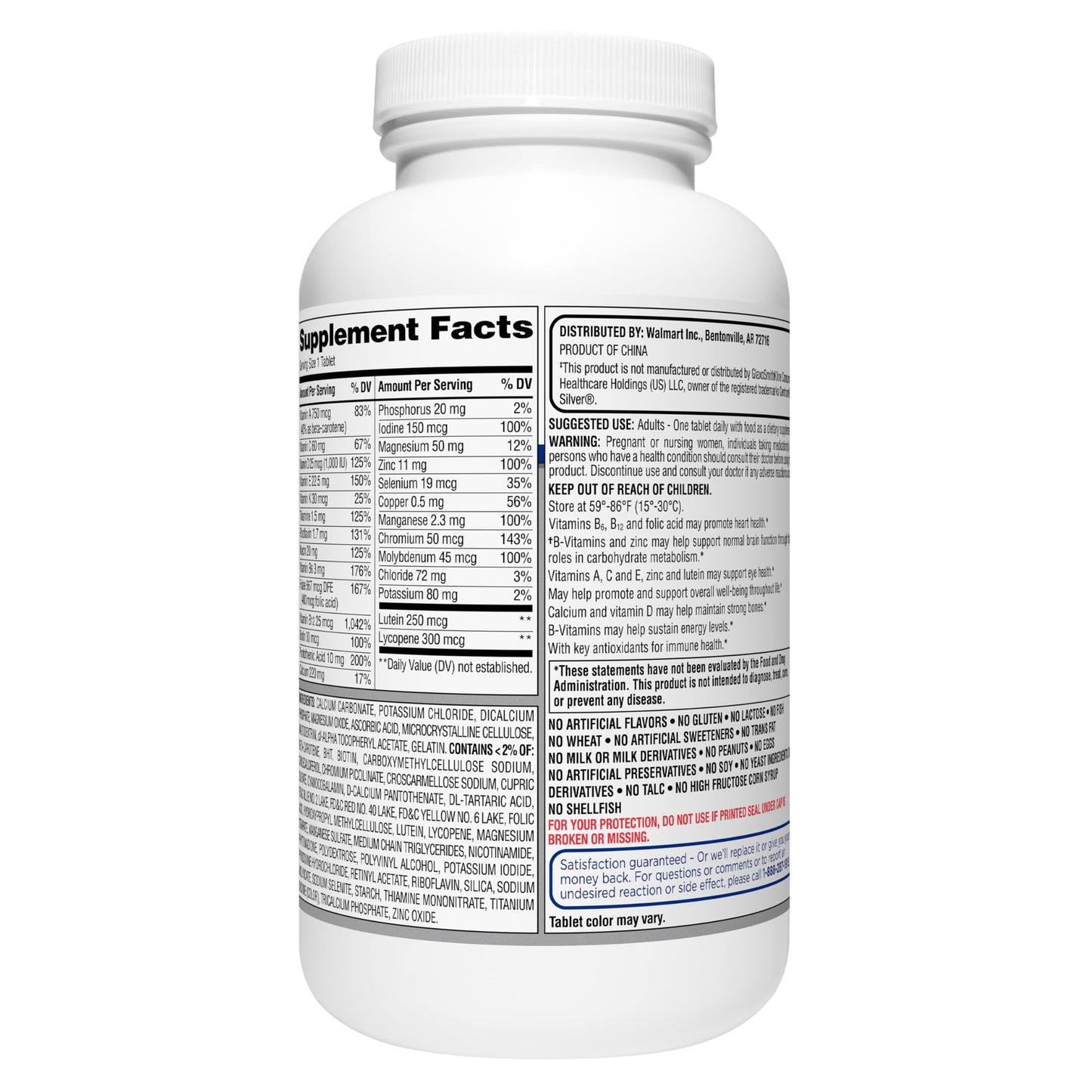suplemento facts multivitamínico equate 50+