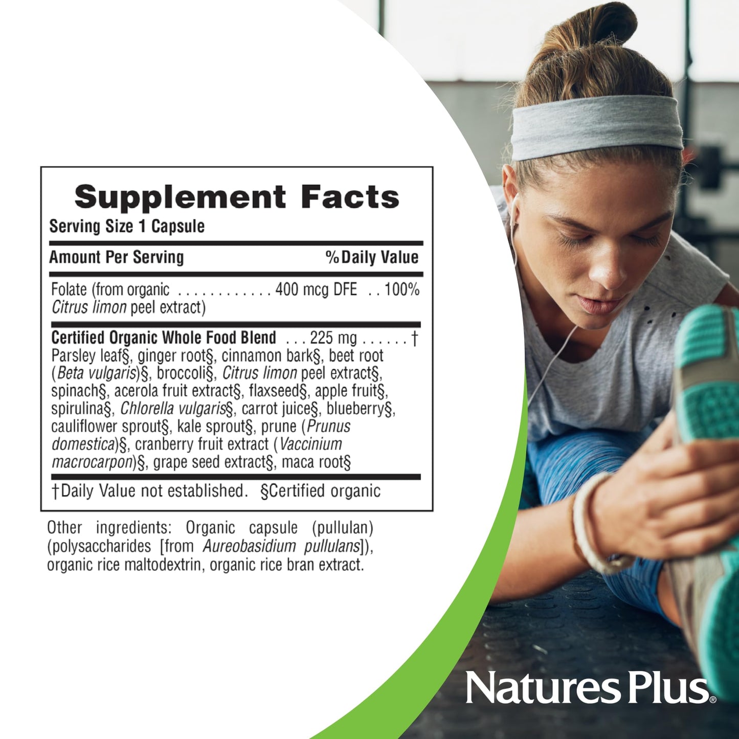 Suplemento folato con ingredientes orgánicos certificado USDA
