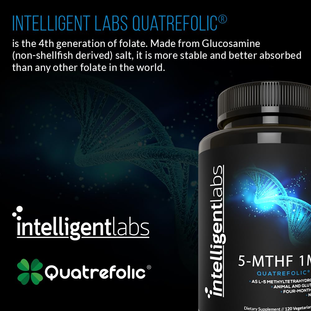 Suplemento de folato Intelligent Labs 5-MTHF para reducción fatiga