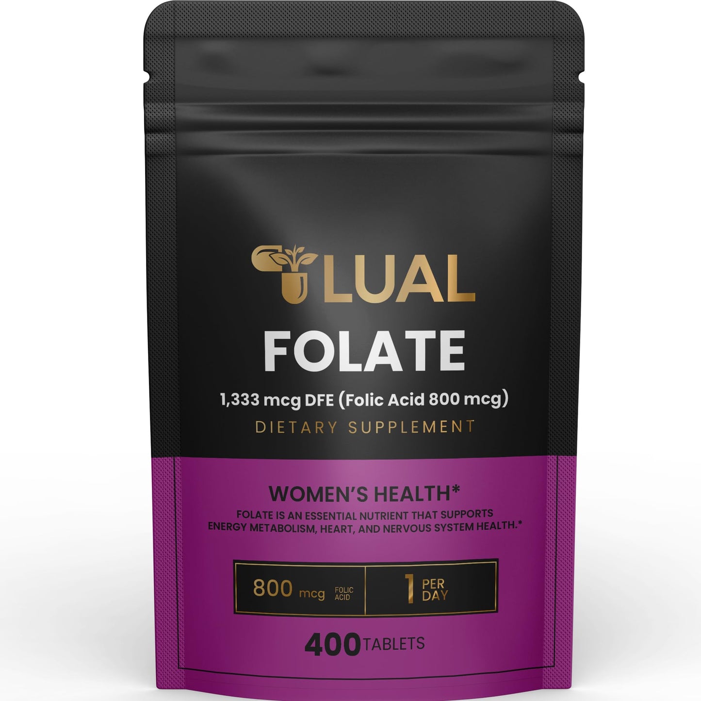 Suplemento folato LUAL para mujer embarazada 400 tabletas