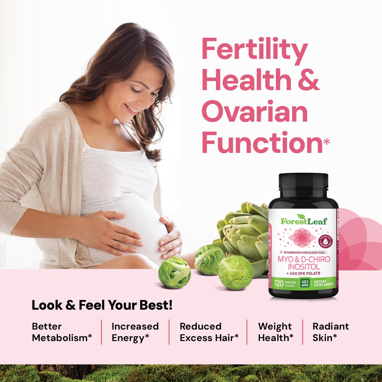 Suplemento con folato para salud ovárica y hormonal