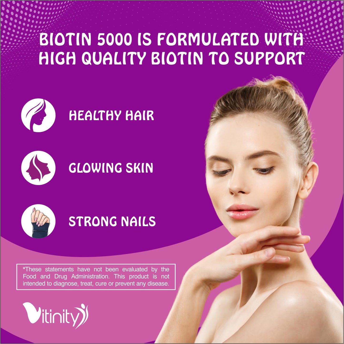 Suplemento gomitas biotina 5000mcg VITINITY 60 unidades