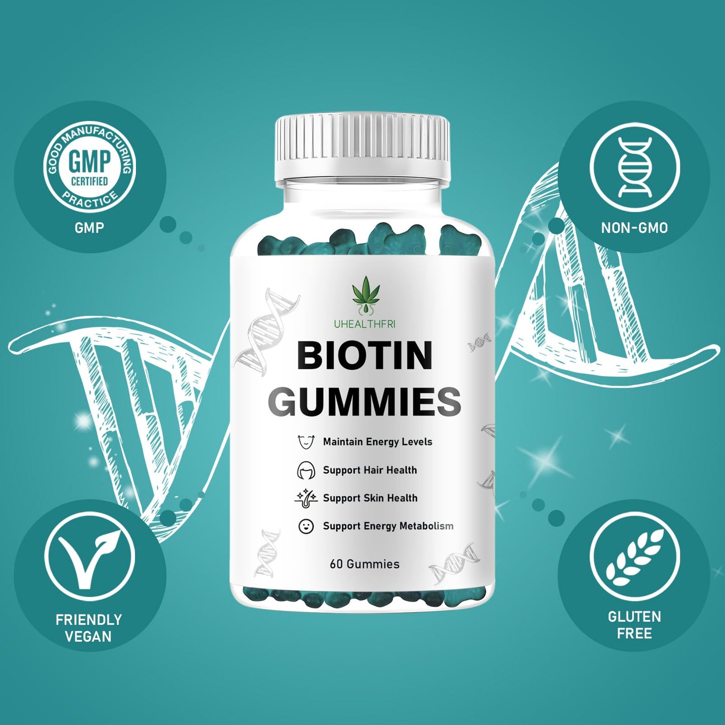 Suplemento gomitas biotina veganas Uhealthfri