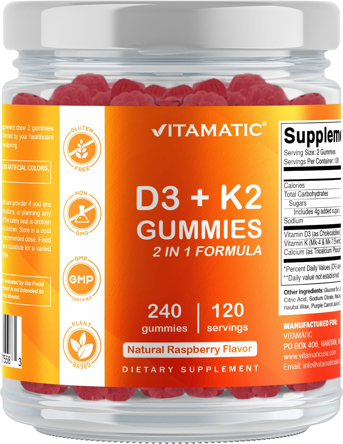 Suplemento gomitas calcio vitaminas D3 K2 Vitamatic