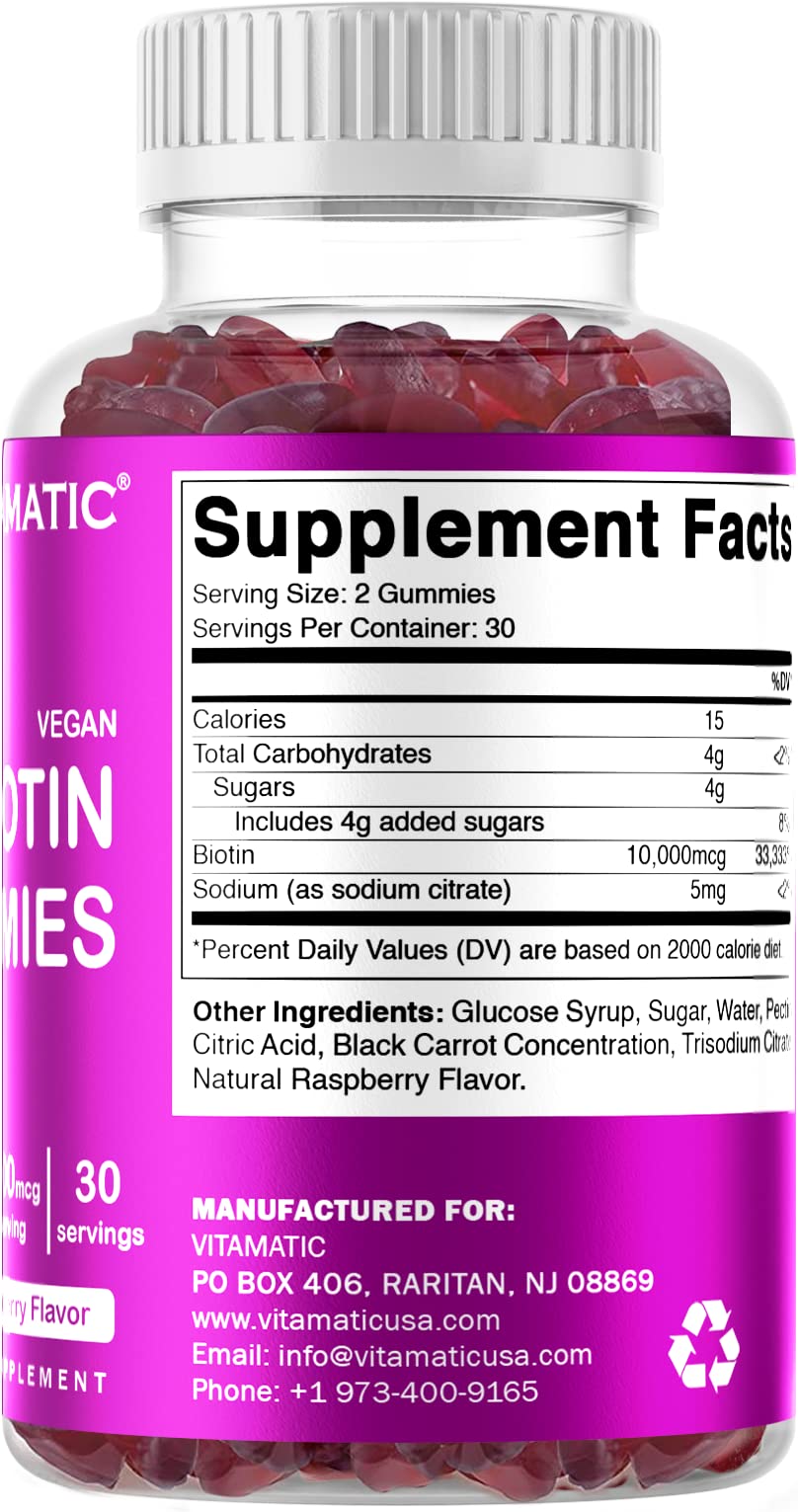 Suplemento gomitas Vitamatic biotina fortalece cabello piel uñas