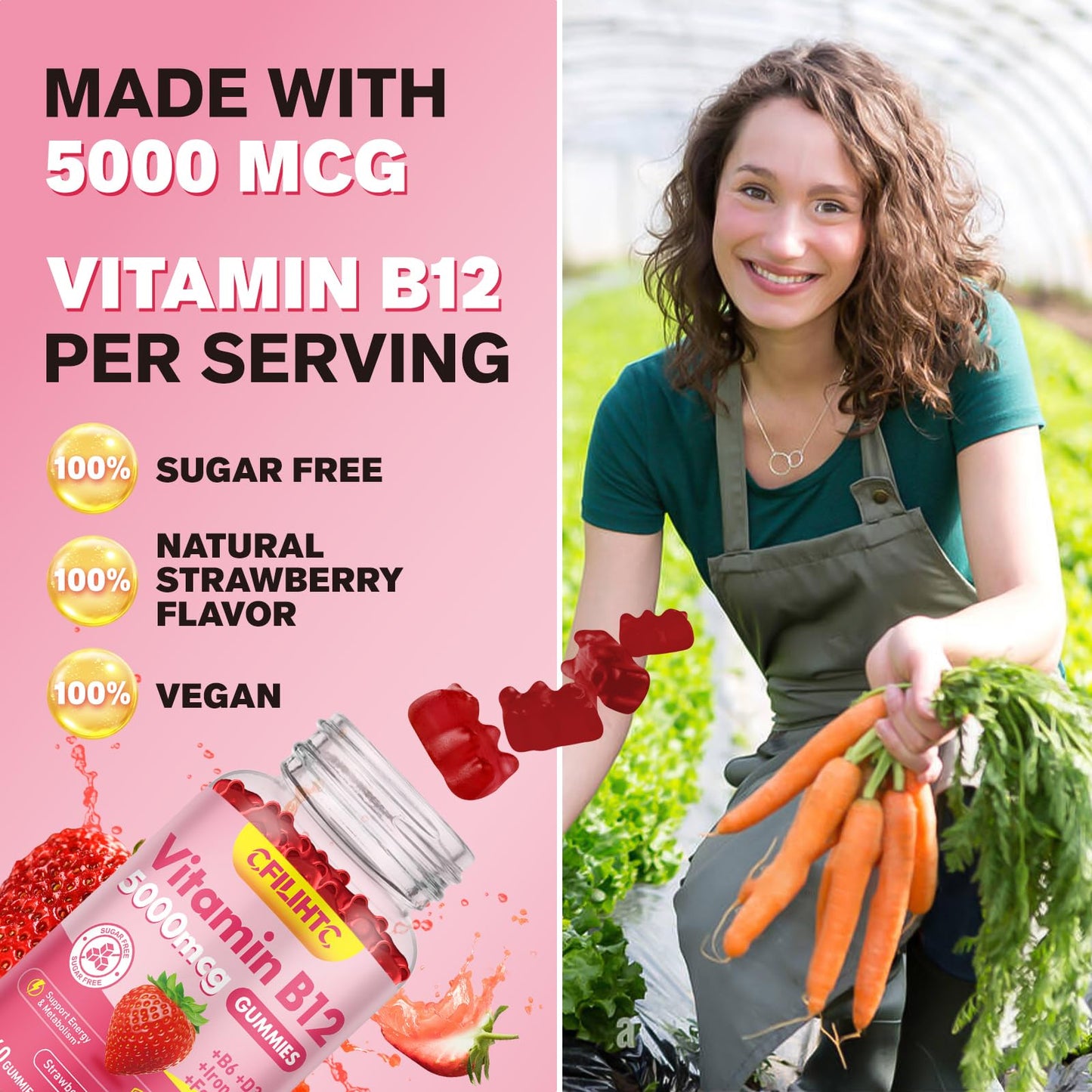 Suplemento gomitas vitamina b12 para adultos saludables