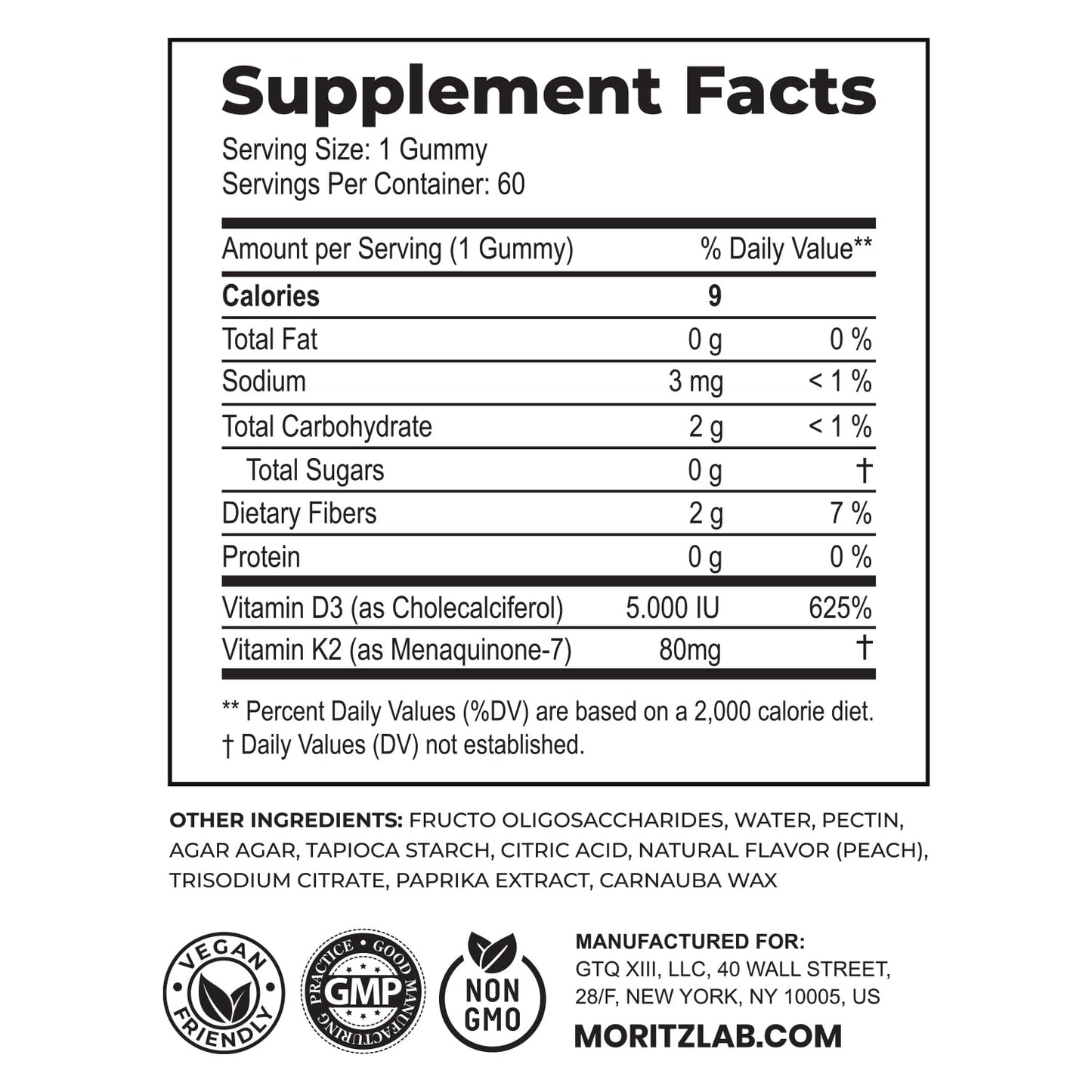 Suplemento gomitas vitamina d3 k2 Dr Moritz sabor durazno