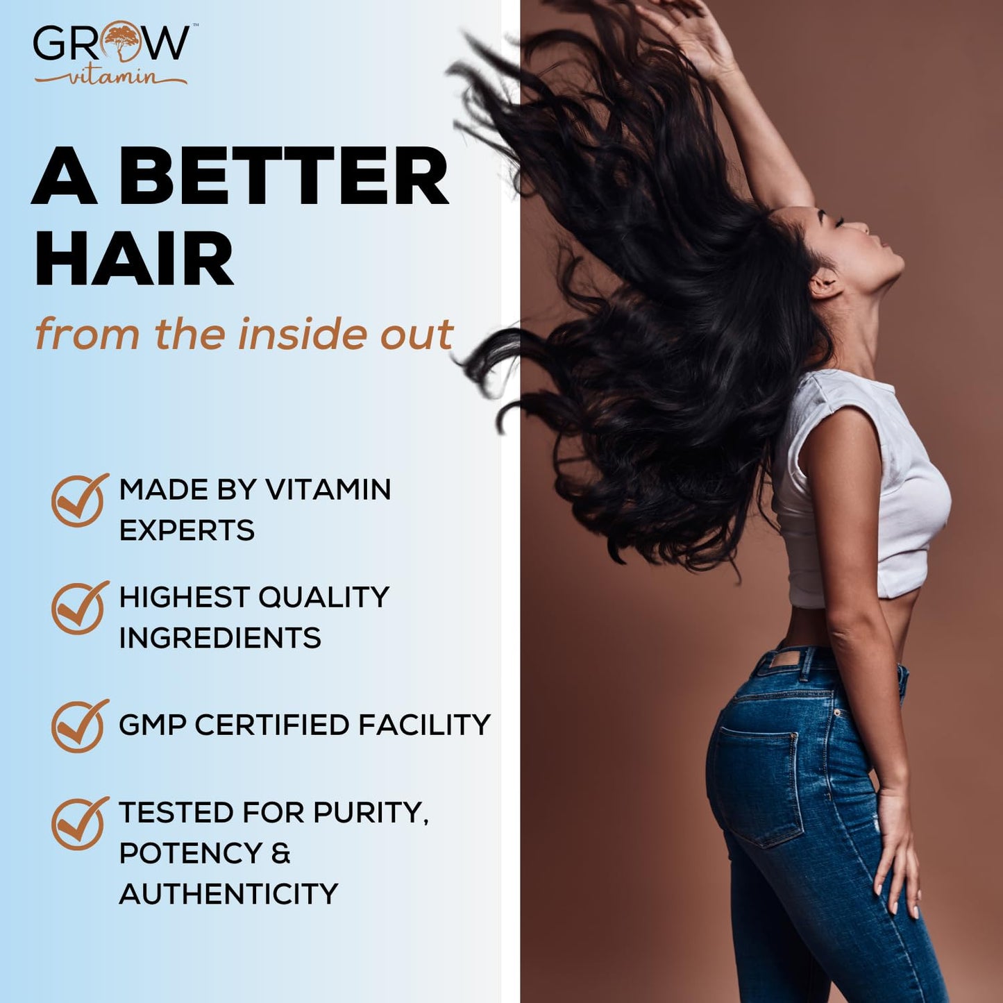 Suplemento Grow Vitamin envase con ingredientes