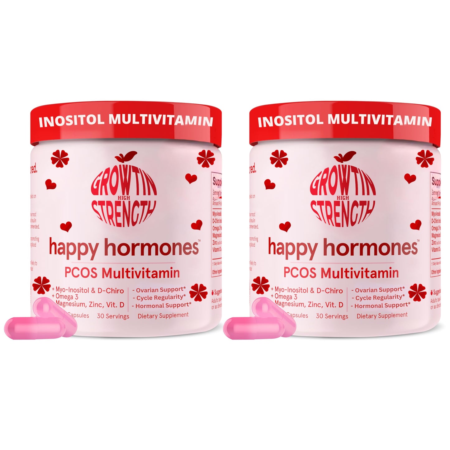 Suplemento Happy Hormones PCOS con 240 cápsulas para mujeres