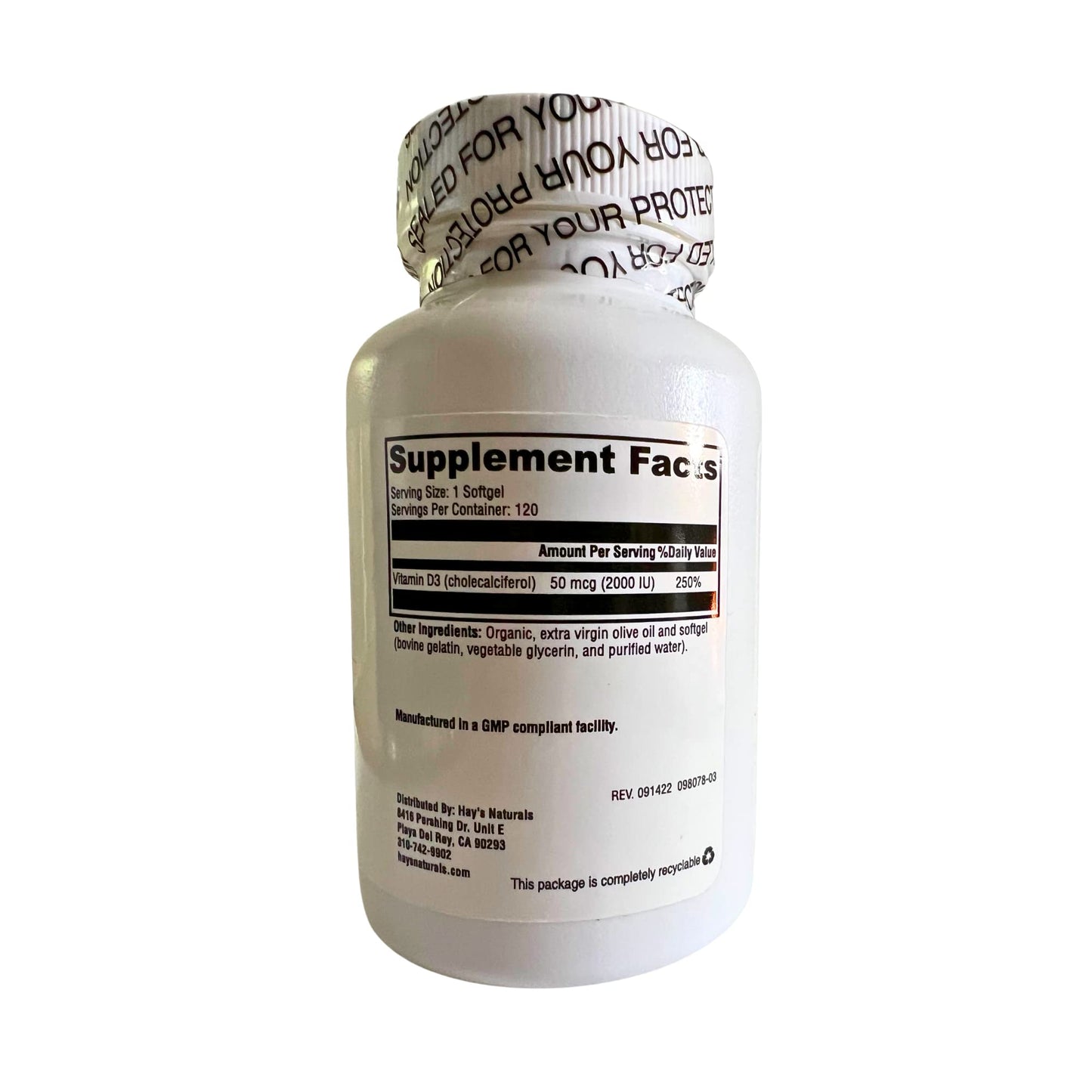 Suplemento Hay's Naturals no transgénico vitamina D3 alta potencia