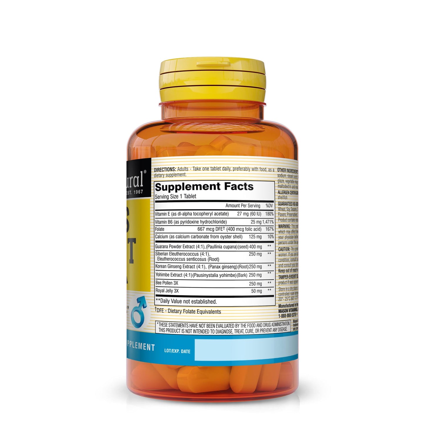 Suplemento herbal Mason Natural apoyo energía y stamina hombre