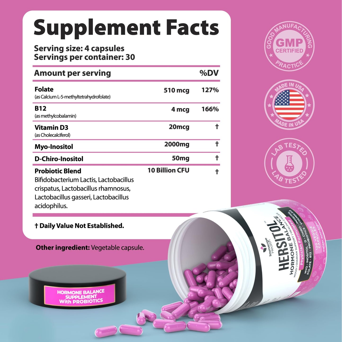 Suplemento Hersitol apoyo hormonal femenino fabricado en USA