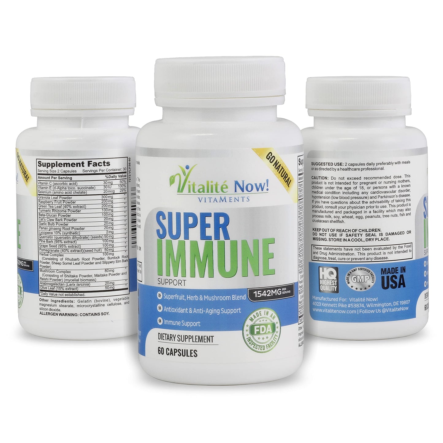 Suplemento inmune con ingredientes naturales y seguros.