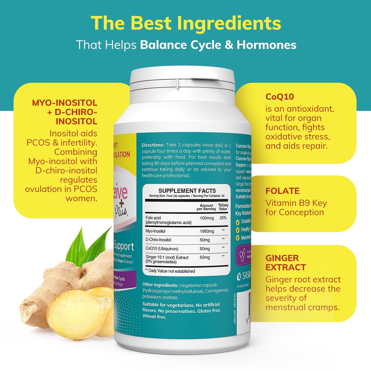 Suplemento inositol Conceive Plus ingredientes naturales calidad