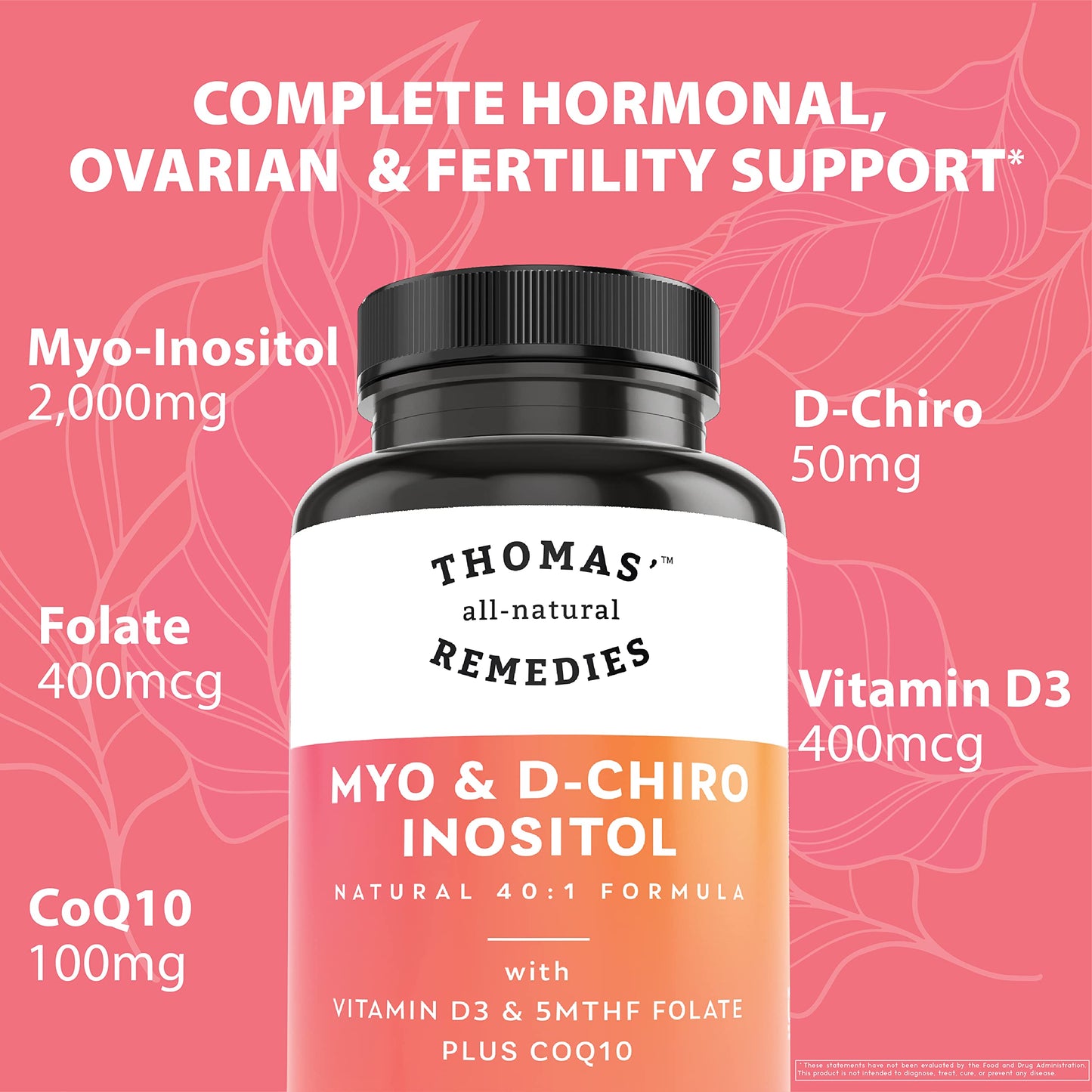 Suplemento inositol con vitamina D y CoQ10 para mujeres