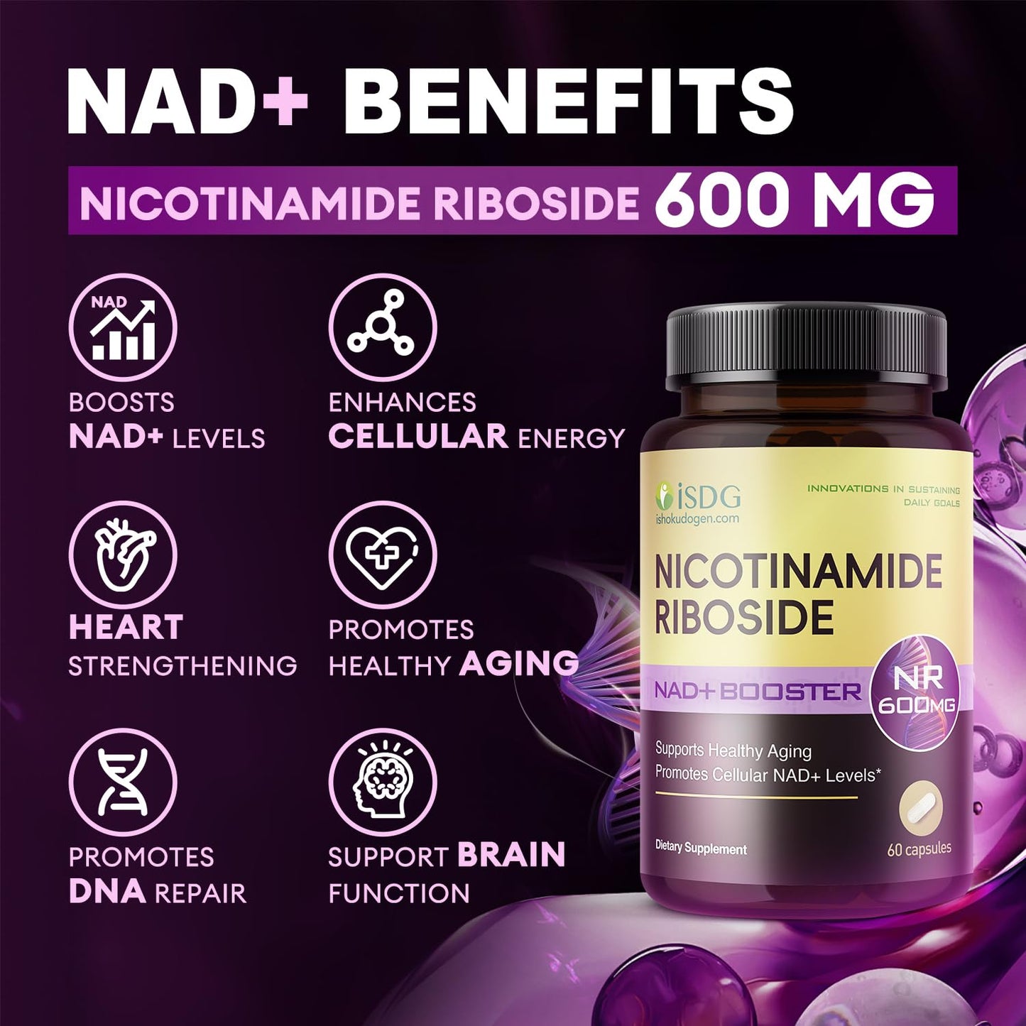 Suplemento ISDG NAD+ para energía diaria y bienestar