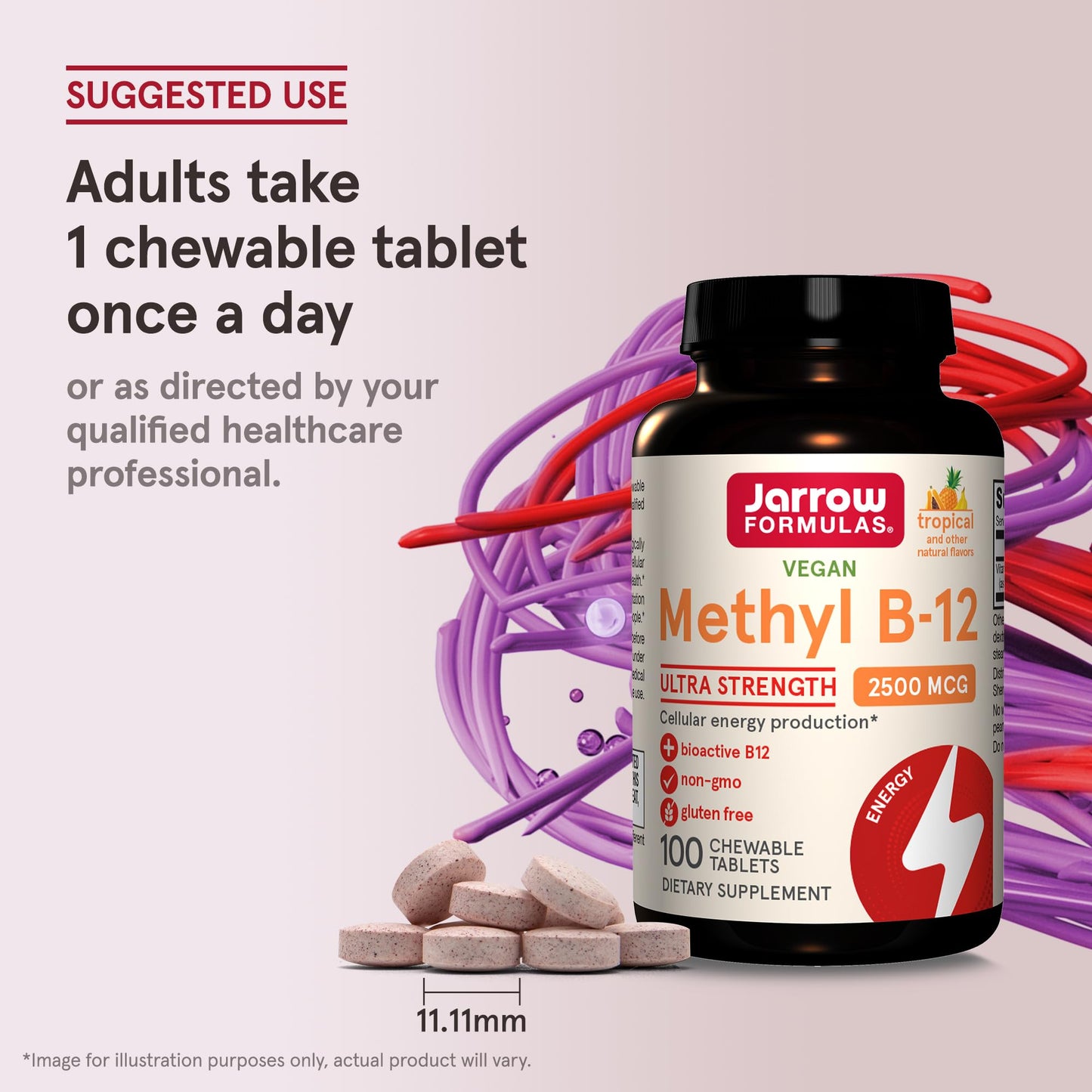 Suplemento jarrow formulas metil b12 alta potencia en tabletas masticables
