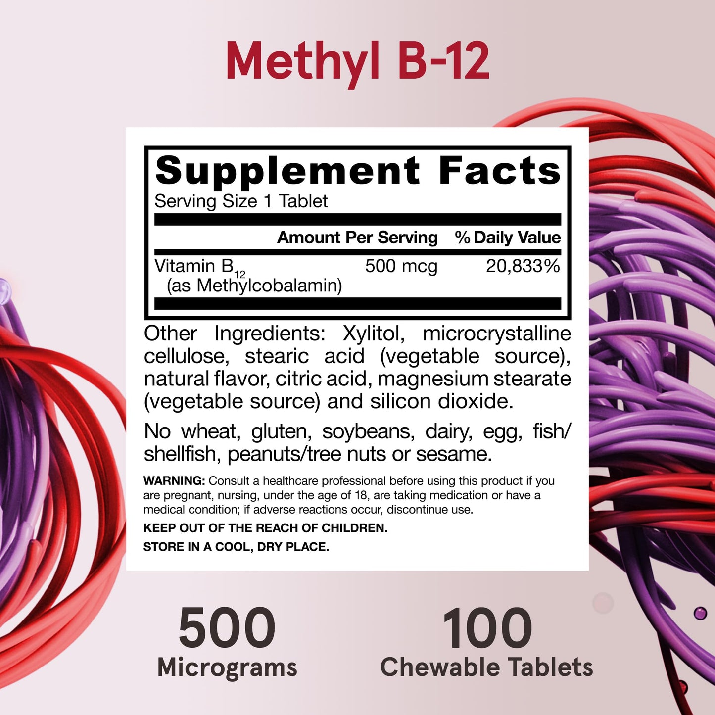 Suplemento Jarrow Formulas Metil B12 para energía celular y sueño 100ct