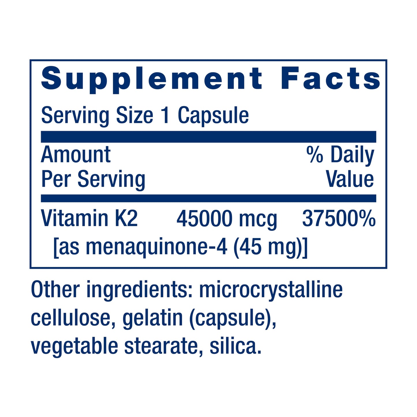 Suplemento K2 Life Extension capsulas con alta potencia y pureza