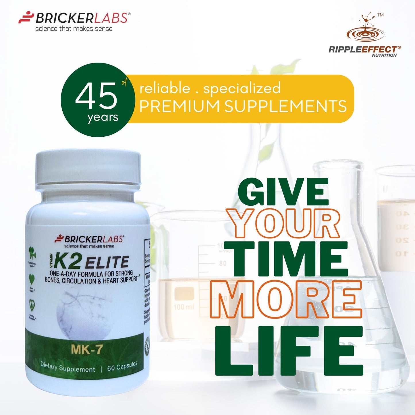 Suplemento K2 MK-7 Bricker Labs 160mcg para adultos activos