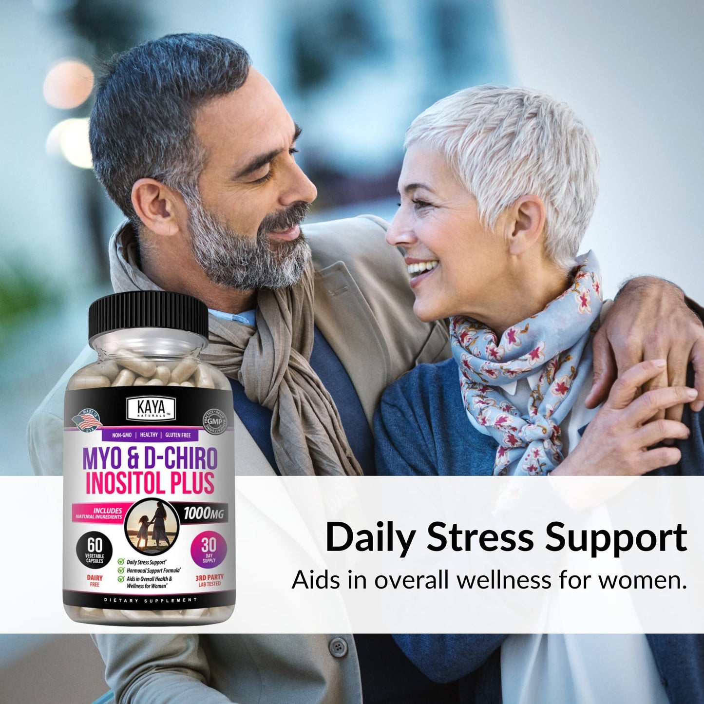 Suplemento Kaya Naturals Myo-Inositol D-Chiro equilibrante hormonal