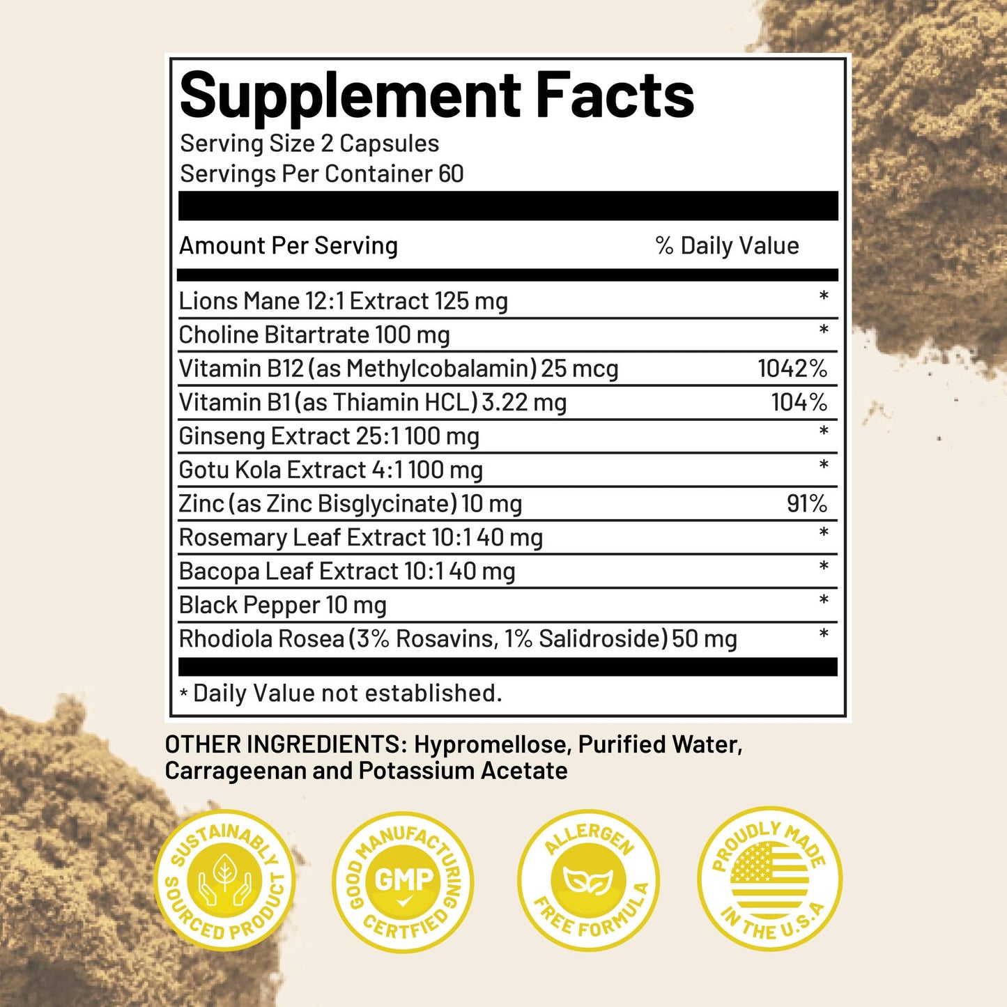 Suplemento Lions Mane y vitaminas D3 K2 para salud completa Vegan Vitality