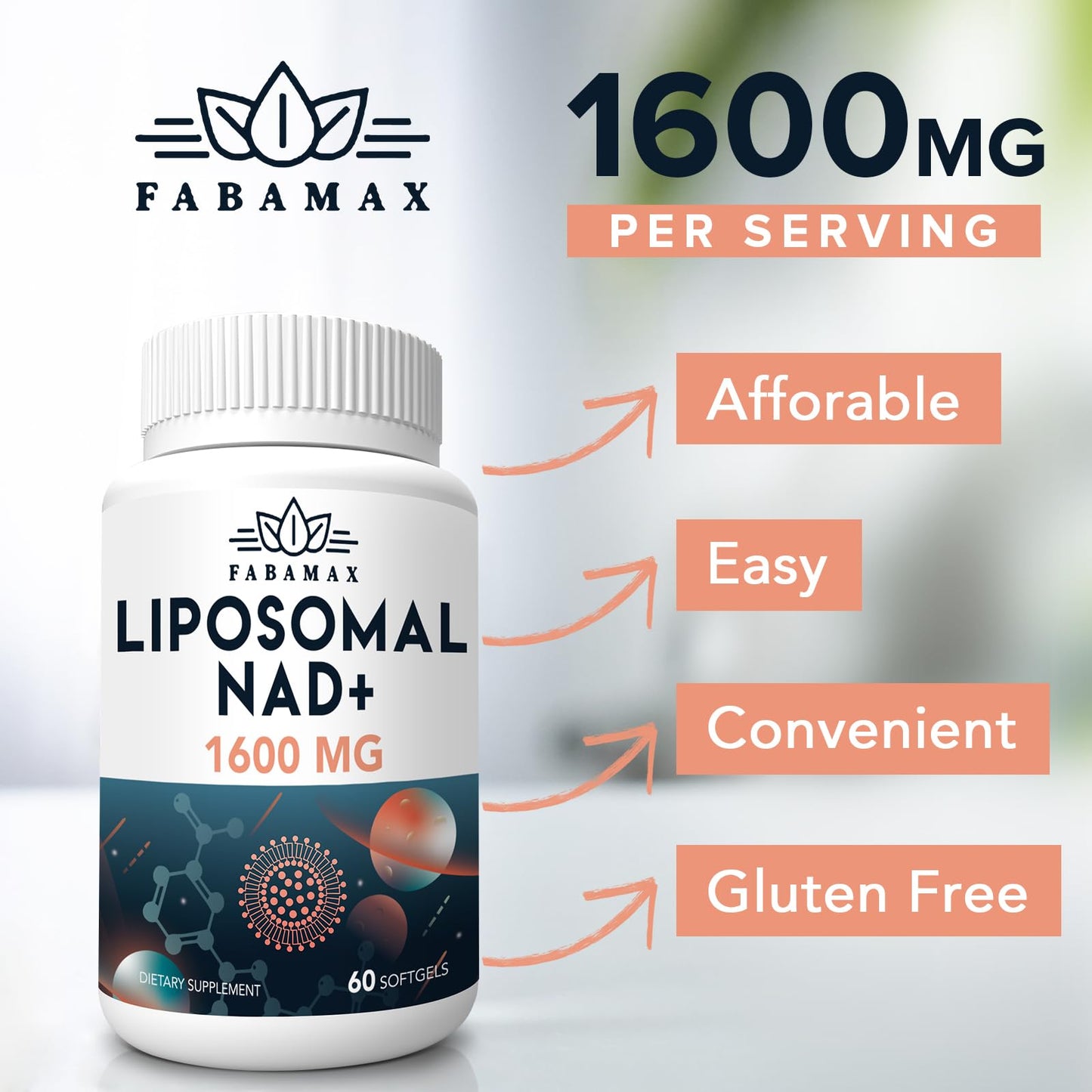Suplemento Liposomal NAD 1600 mg presentación paquete varias unidades