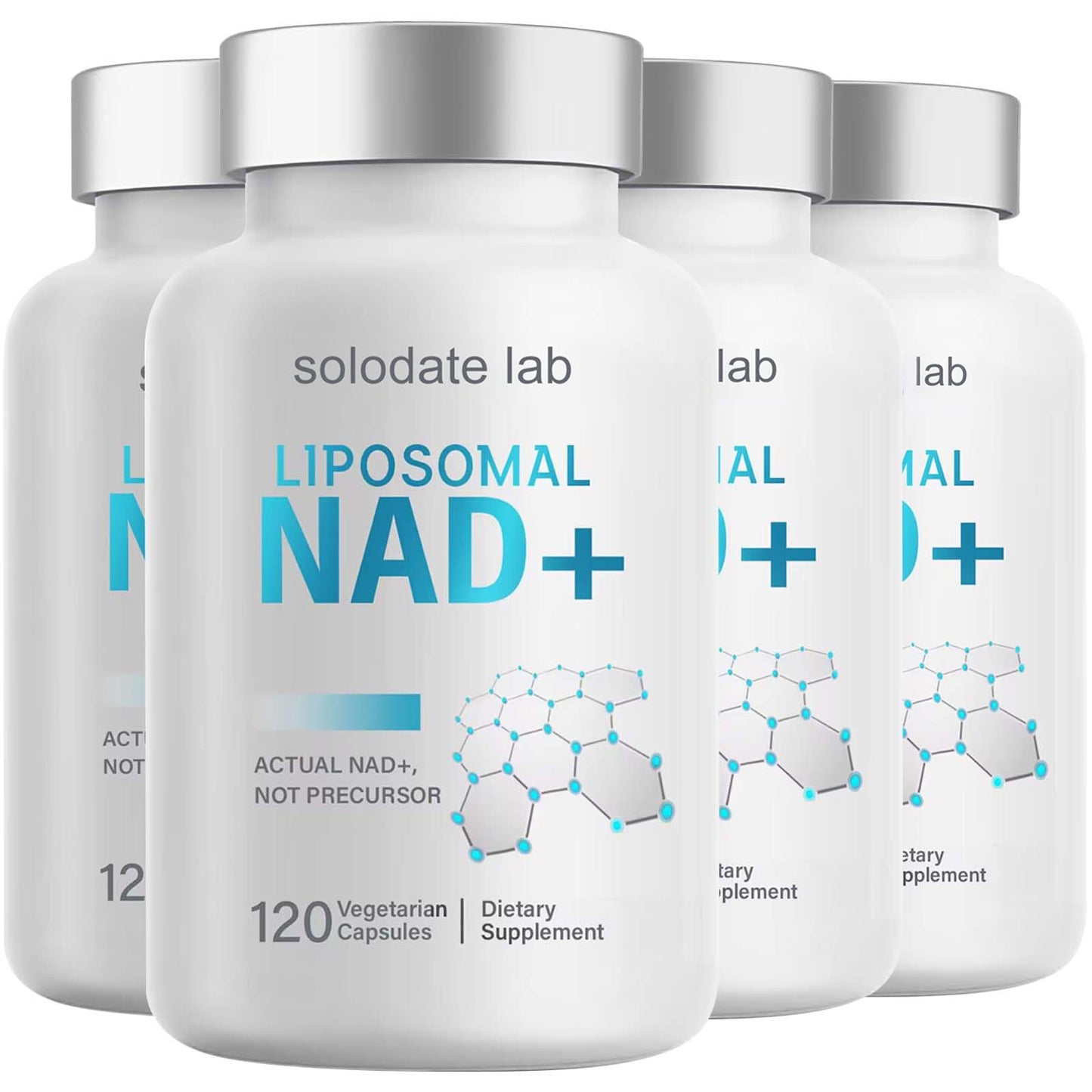 Suplemento liposomal NAD+ Solodate Lab botella frontal