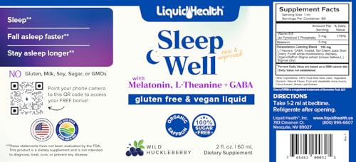 Suplemento líquido vegano LIQUIDHEALTH B12 y melatonina