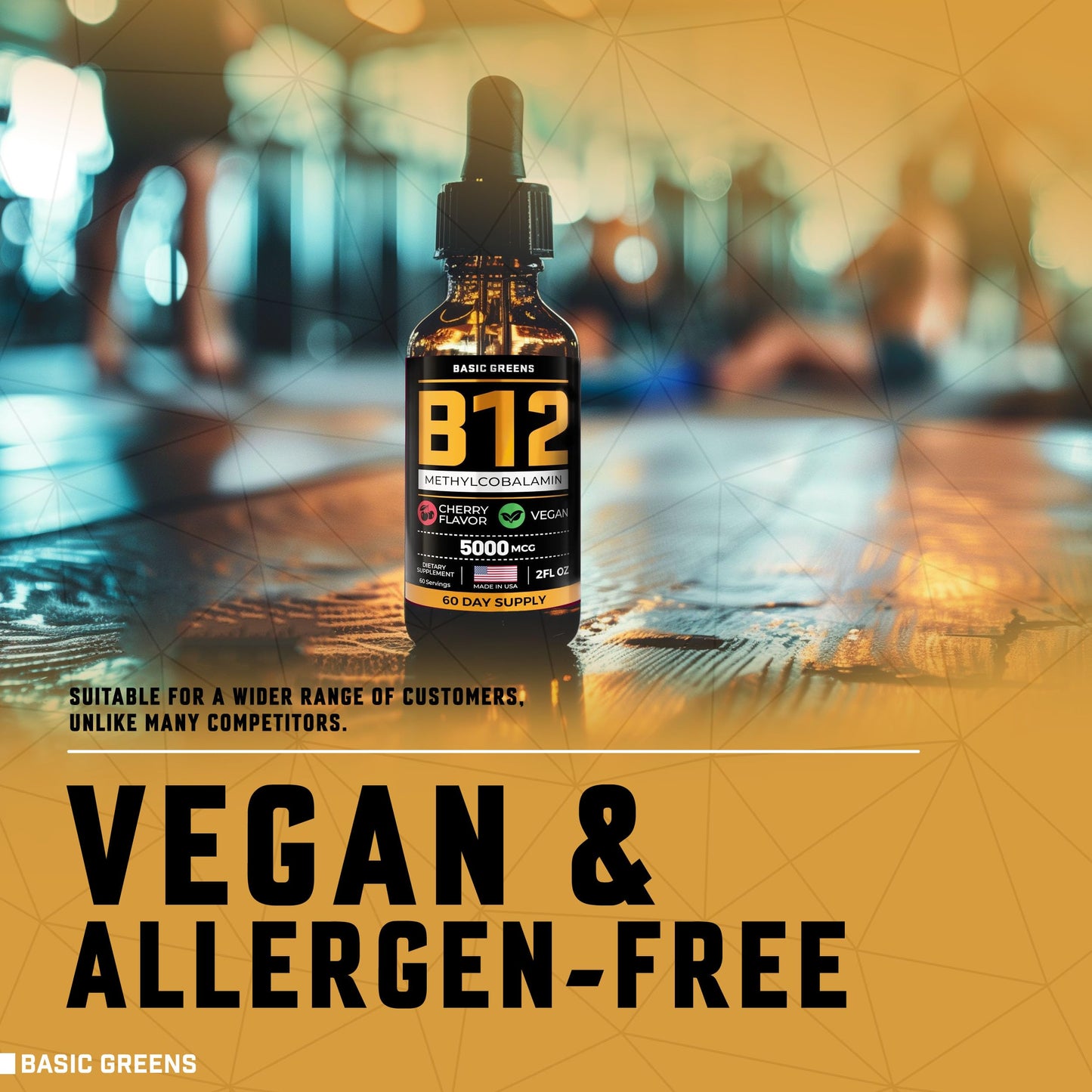 Suplemento líquido vitamina b12 basic greens cereza