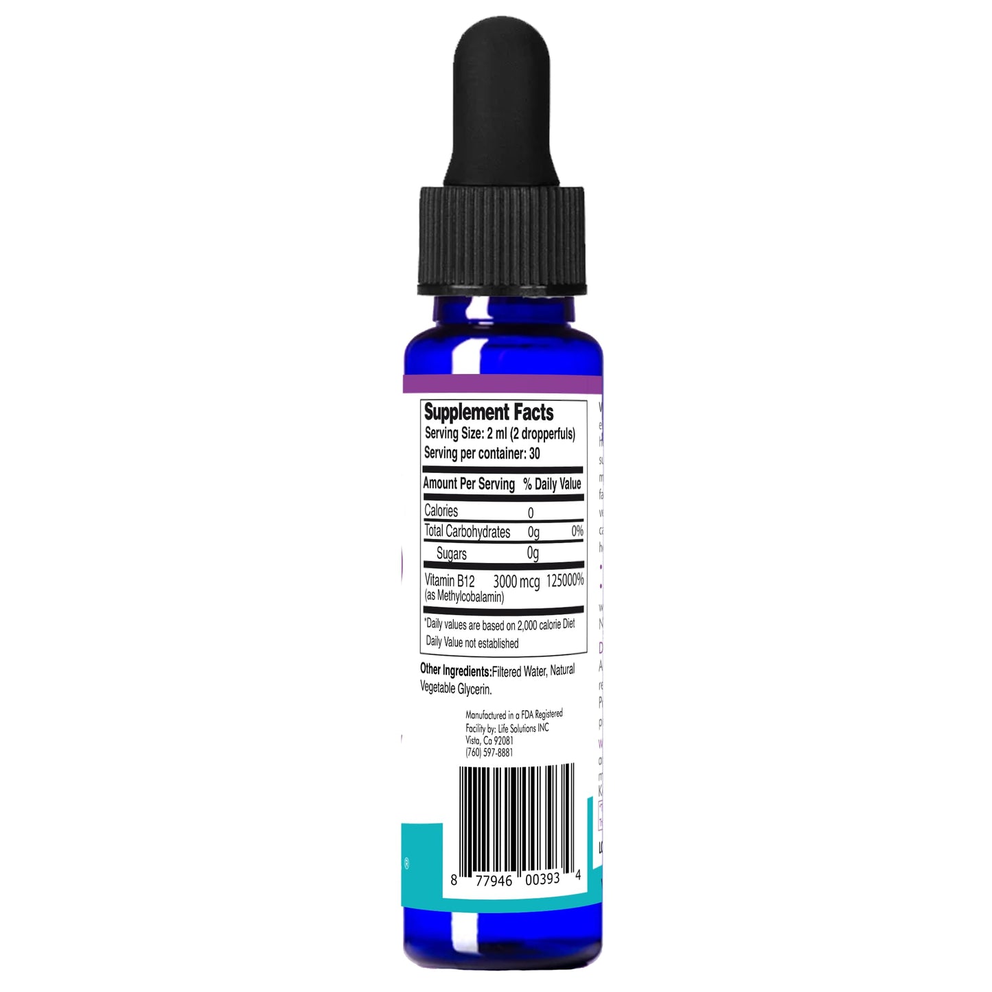Suplemento líquido vitamina B12 sublingual sin gluten