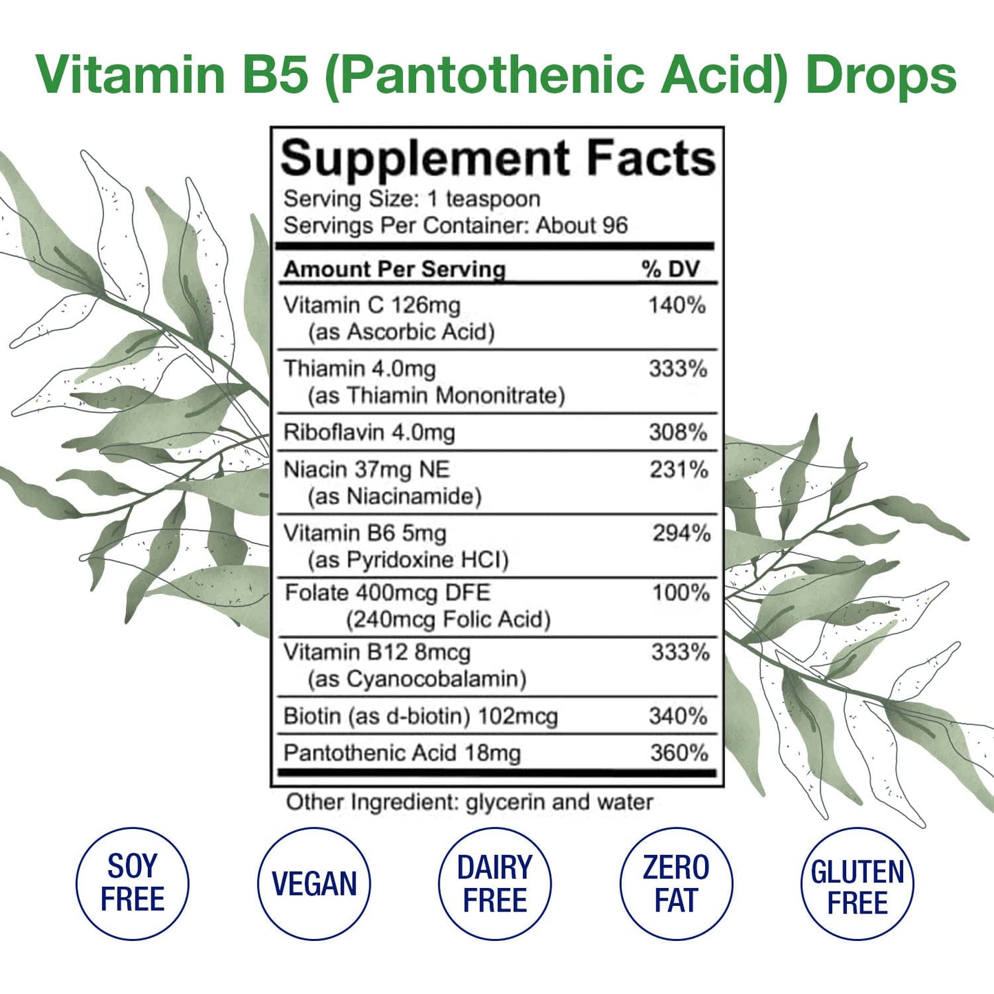 Suplemento líquido de vitamina B5 HoneyCombs envase frontal