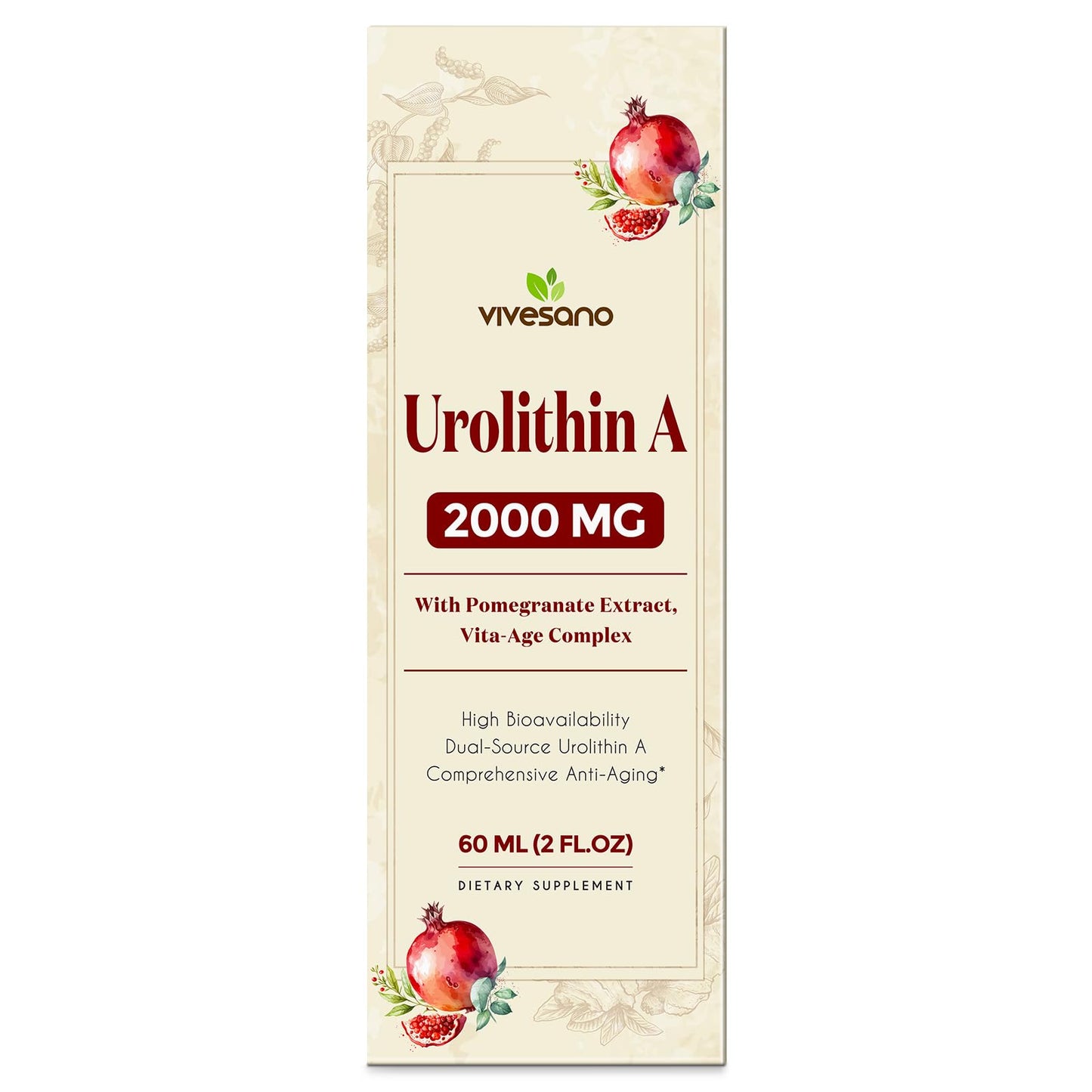 Suplemento líquido ViveSano Urolitina A 2000 mg extracto granada