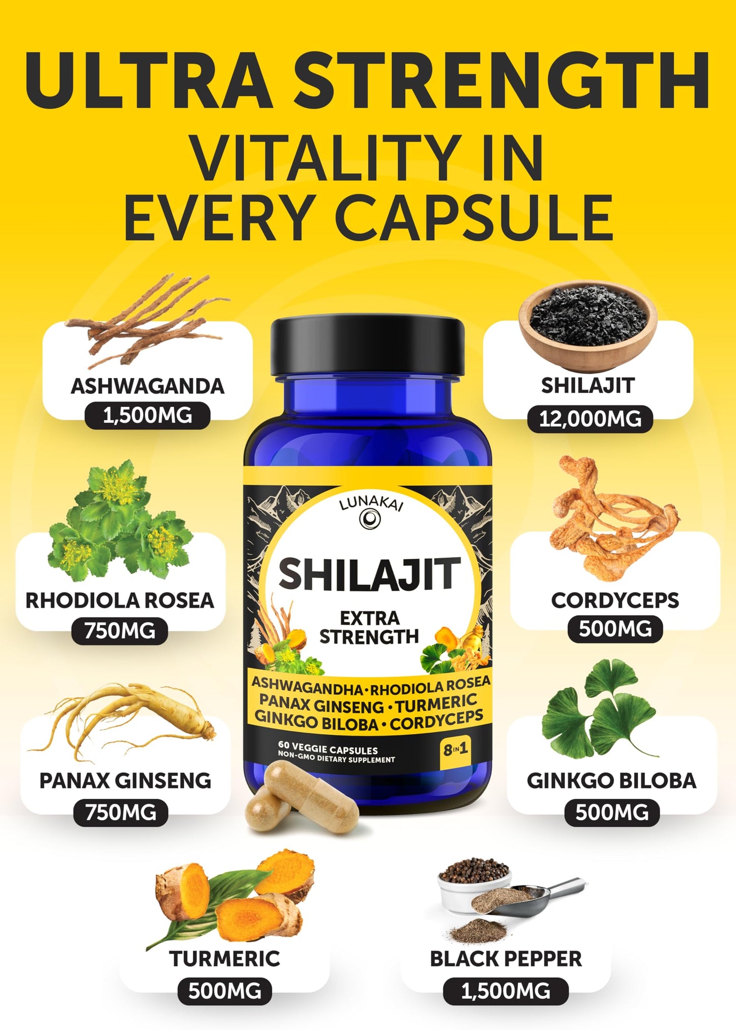 Suplemento Lunakai USA paquete para energía y salud natural