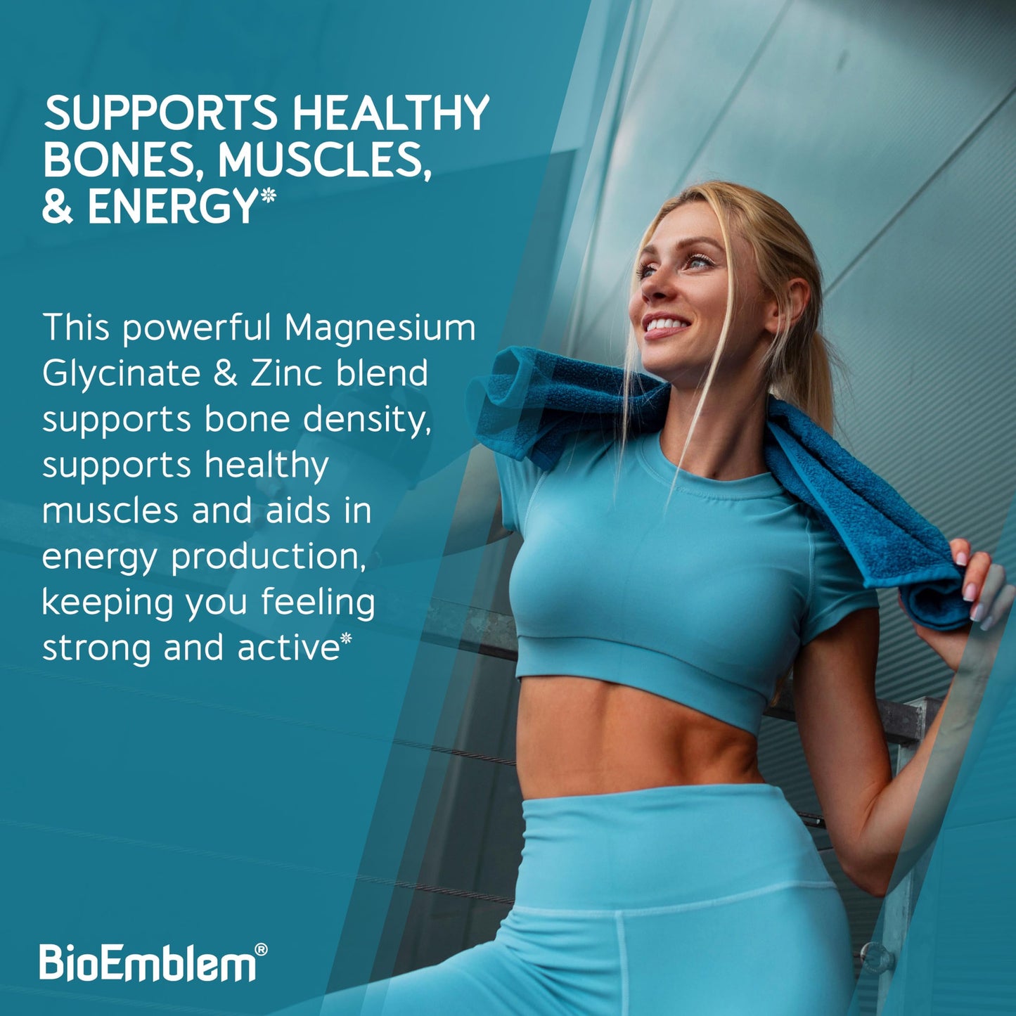 Suplemento magnesio zinc y vitaminas d3 k2 BioEmblem
