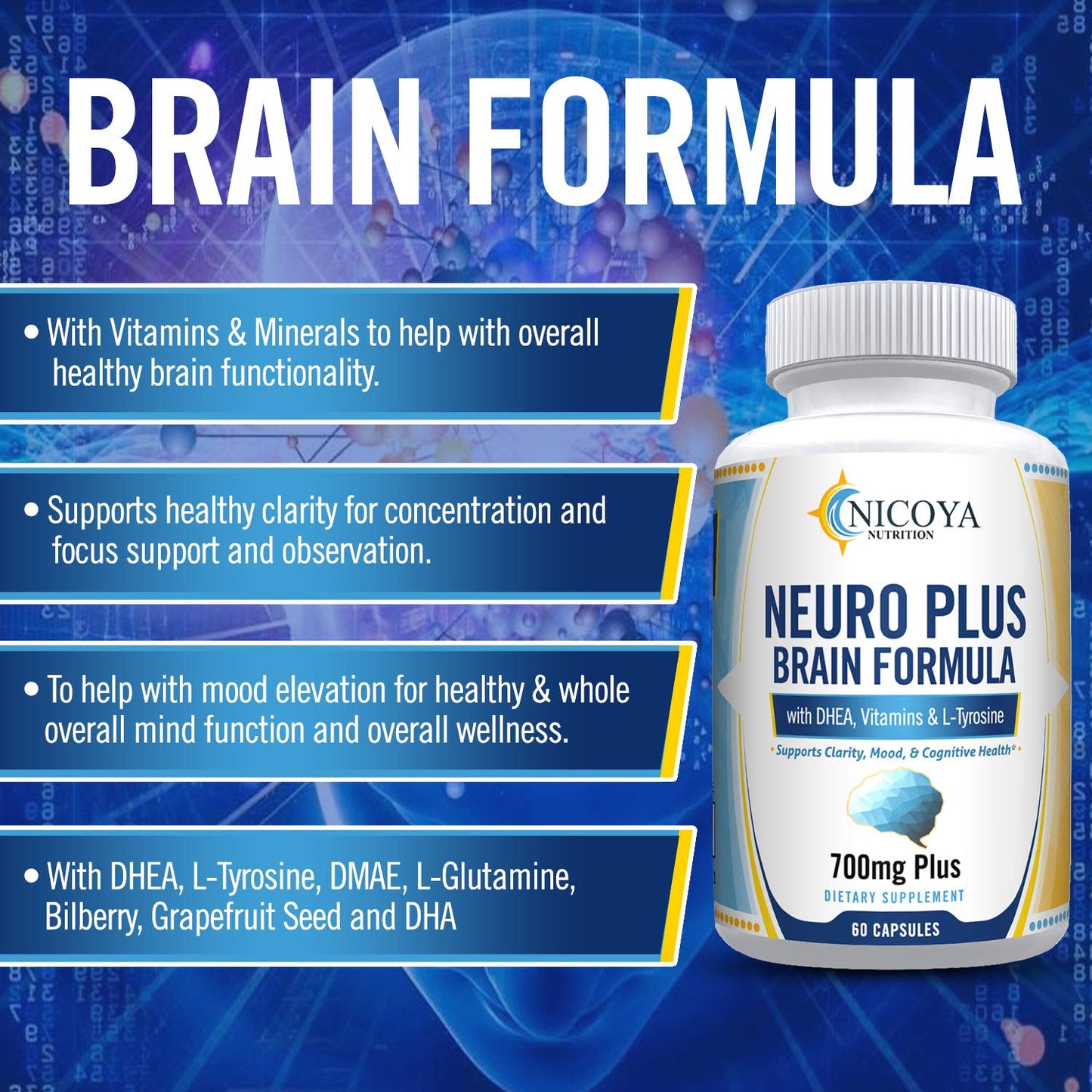 Suplemento de memoria y claridad mental Nicoya Neuro Plus