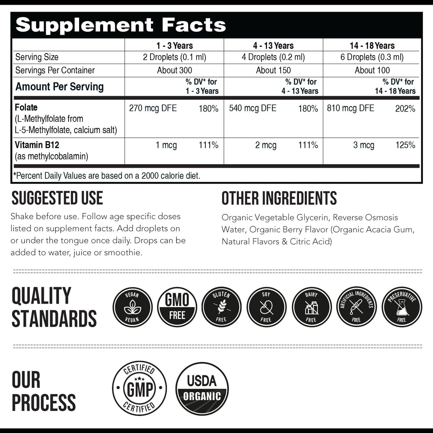 Suplemento methylfolate de Triquetra Health para niños