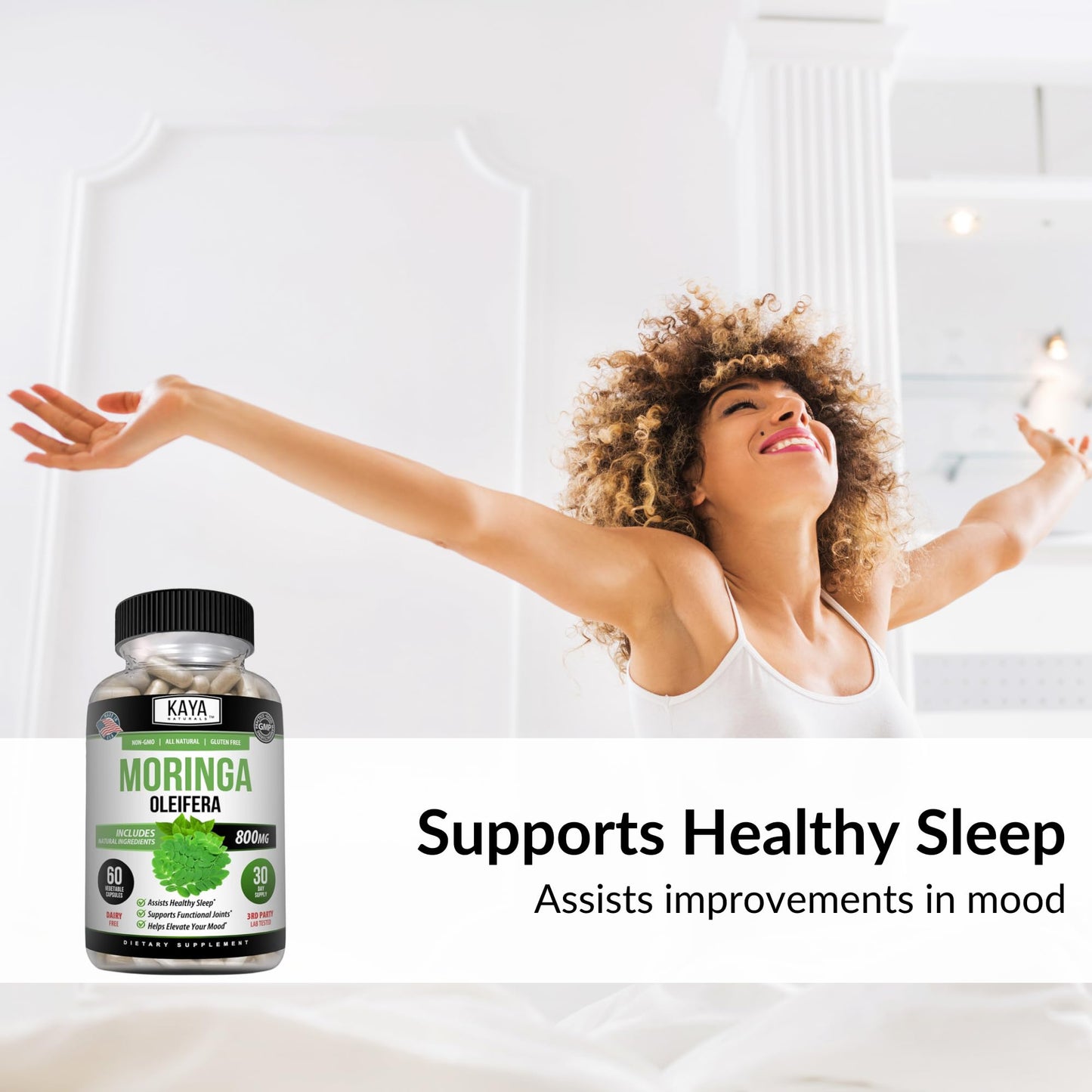 suplemento moringa kaya naturals cápsulas de hojas verdes