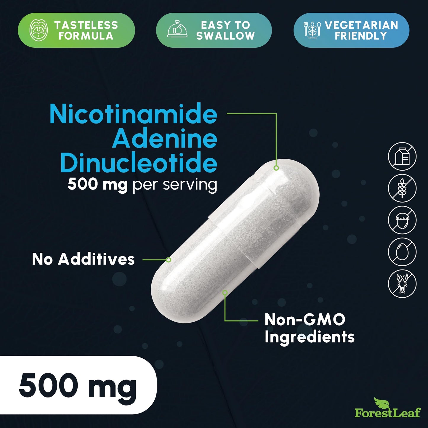 Suplemento NAD+ ForestLeaf, envase 60 unidades