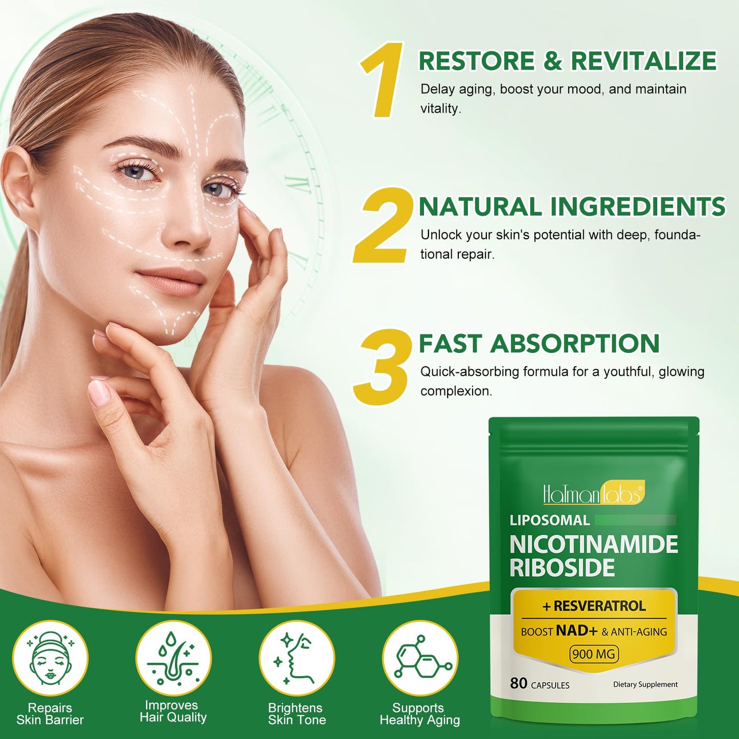 Suplemento NAD liposomal vegano MXCZBSM 80 cápsulas