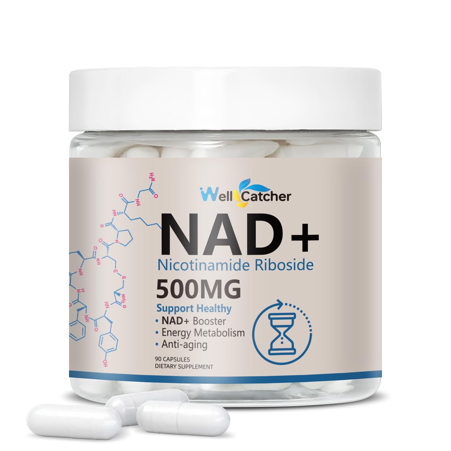 Suplemento NAD resveratrol nicotinamida ribósido 500mg Wellcatcher